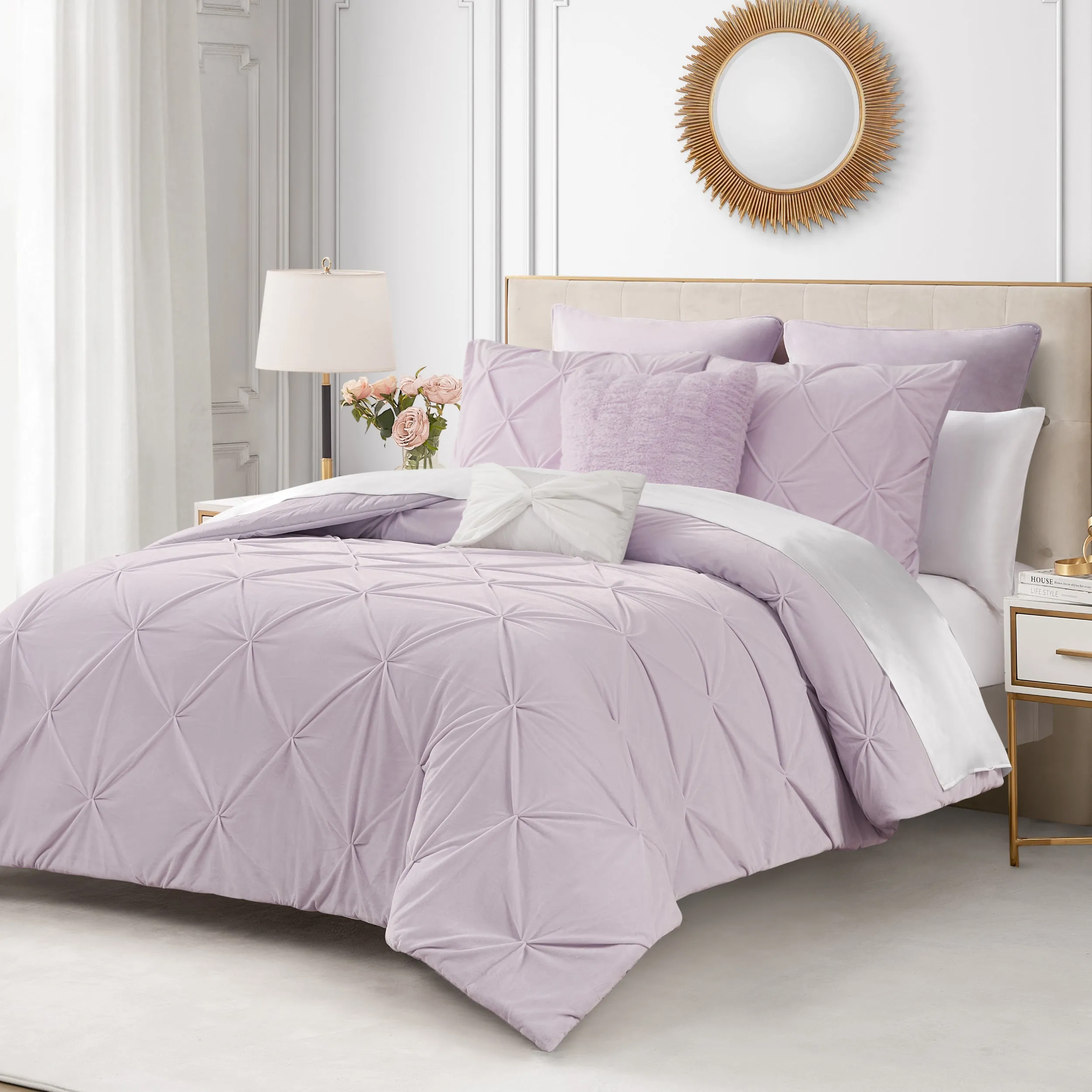 Kiss Pleat Micromink Comforter Set With Decorative Pillows Juicy Couture