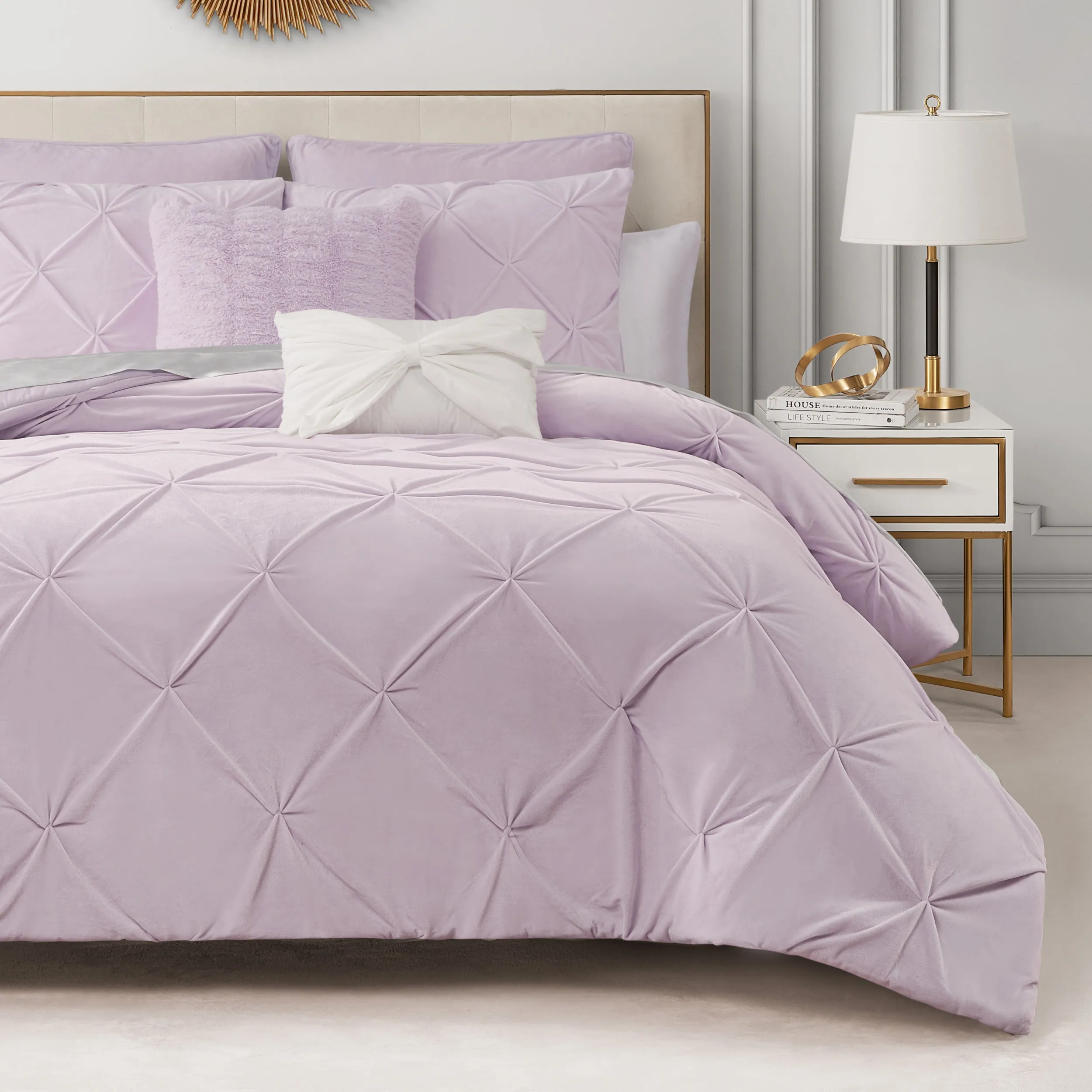 Kiss Pleat Micromink Comforter Set With Decorative Pillows Juicy Couture