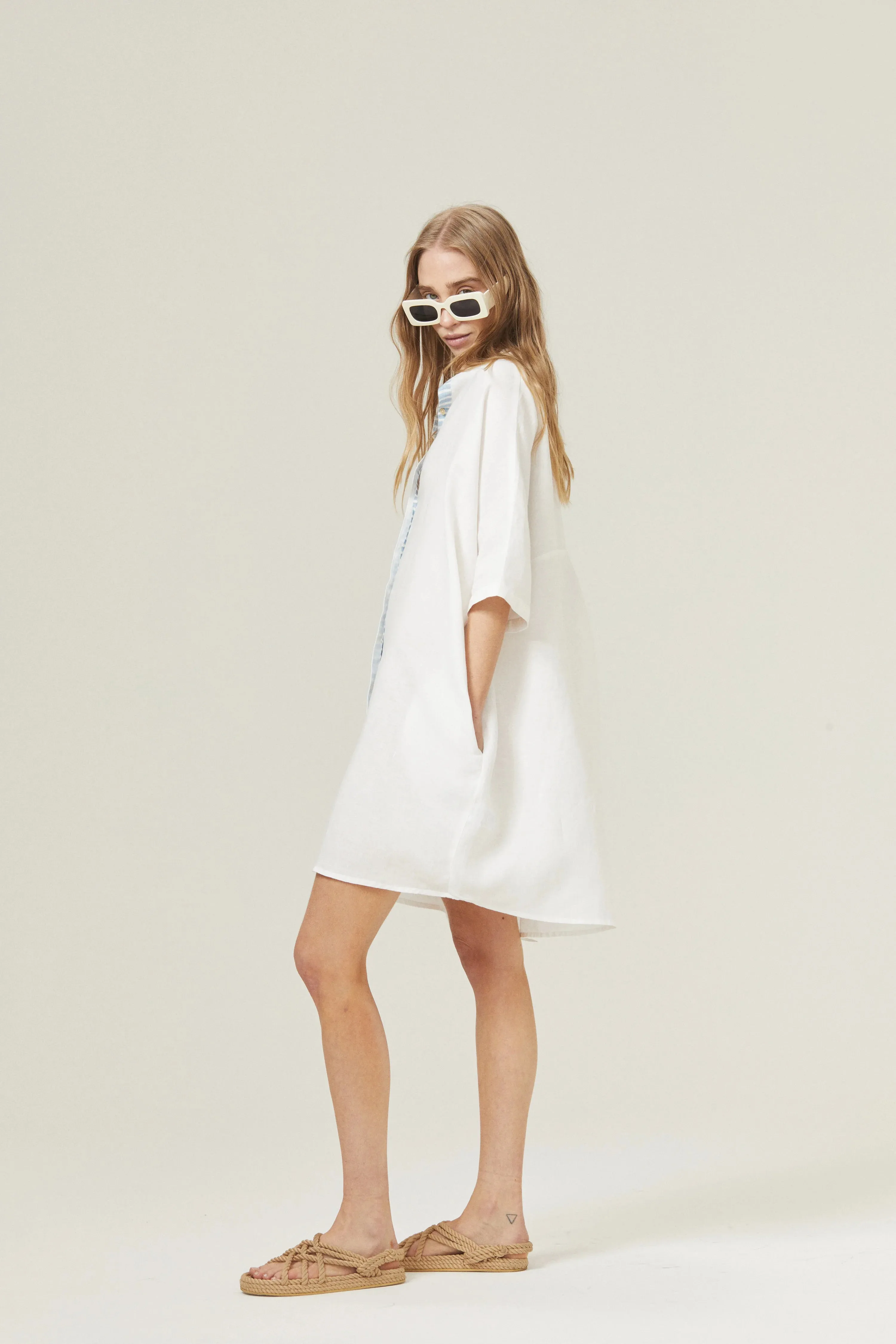 LANHTROPY - LIGHTHOUSE LINEN SHIRT DRESS
