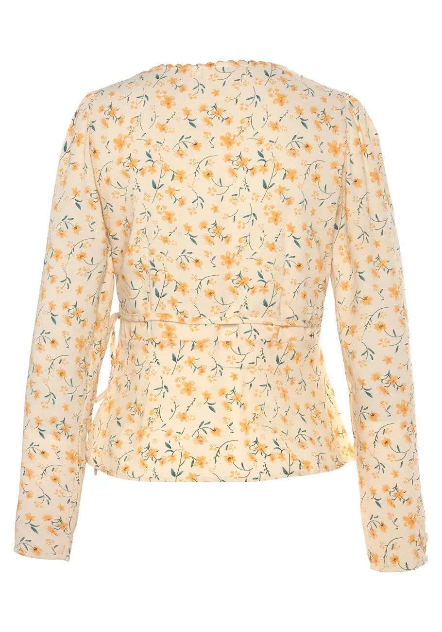 LASCANA Women's Floral Wrap Look Blouse