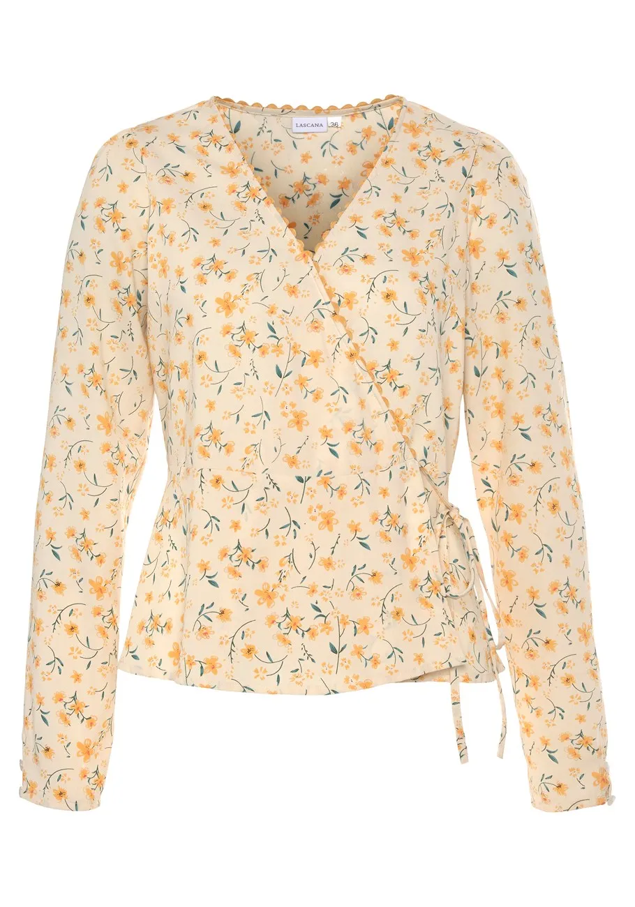 LASCANA Women's Floral Wrap Look Blouse