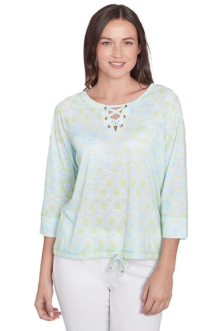 Petite Spring Thing Lace-Up Neck Top