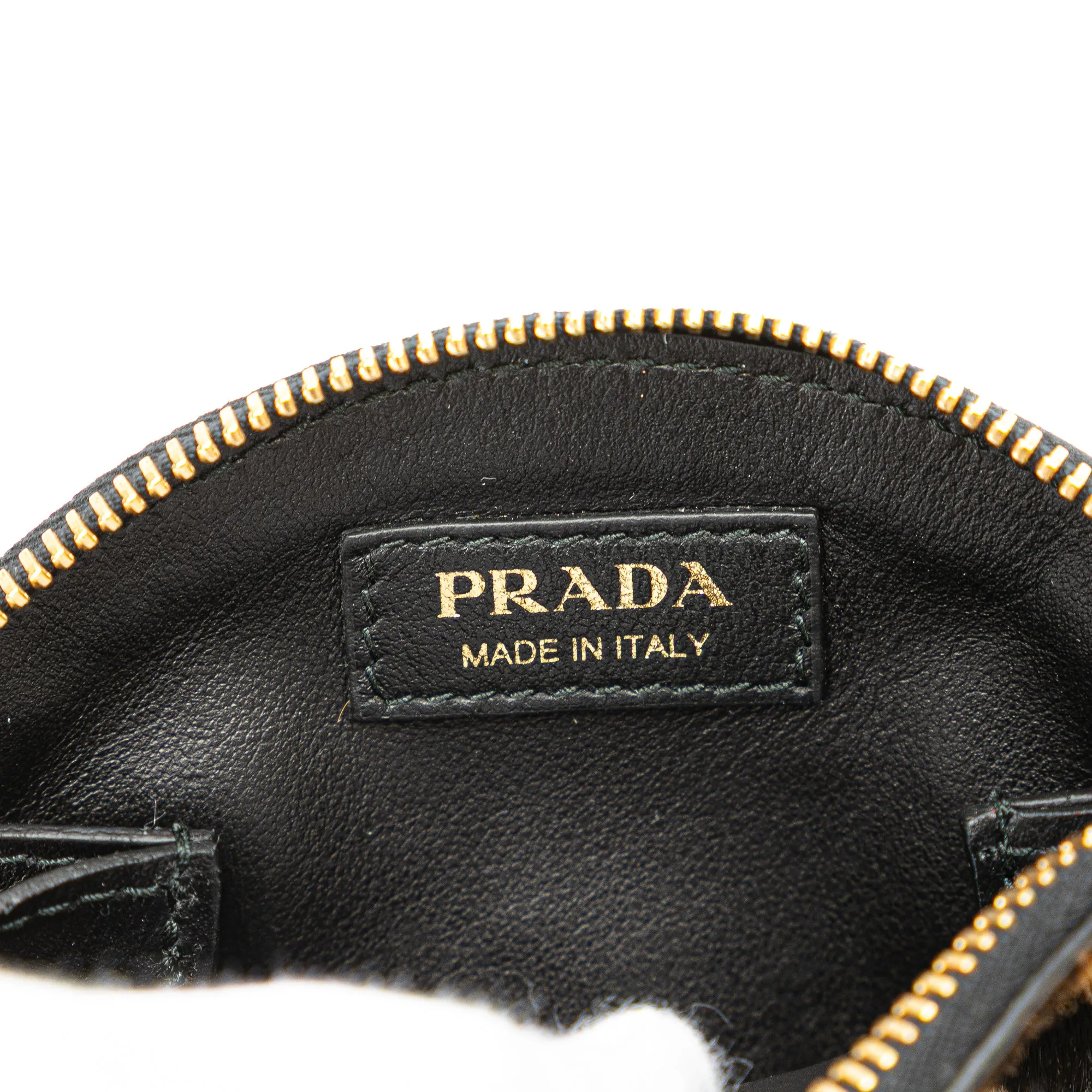 Prada Pony Hair Leopard Print Pouch Brown