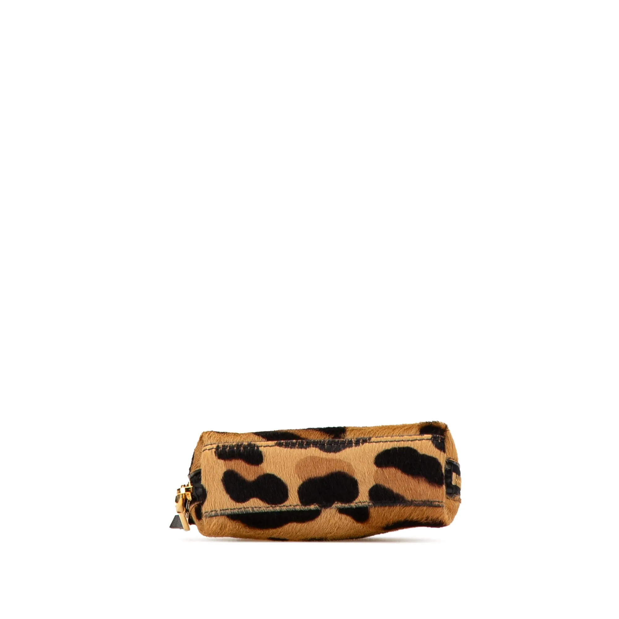 Prada Pony Hair Leopard Print Pouch Brown