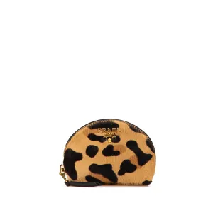 Prada Pony Hair Leopard Print Pouch Brown