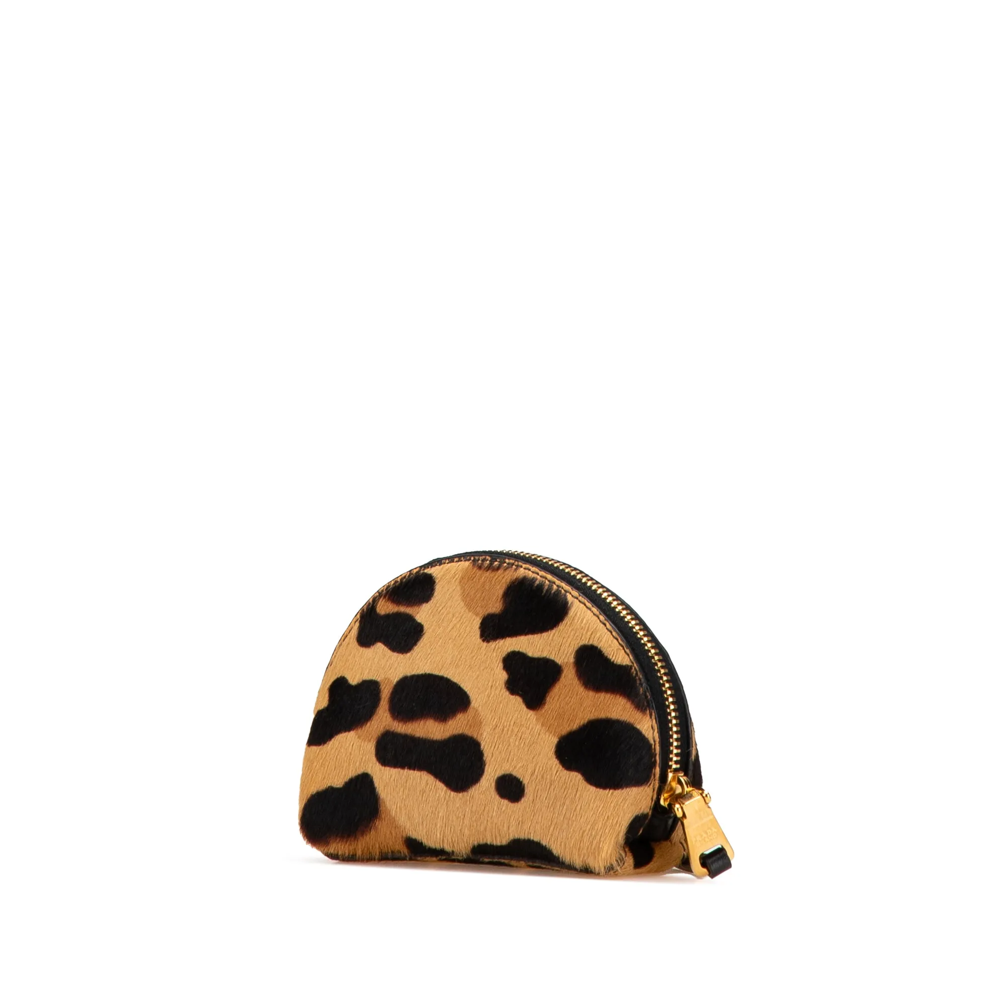 Prada Pony Hair Leopard Print Pouch Brown