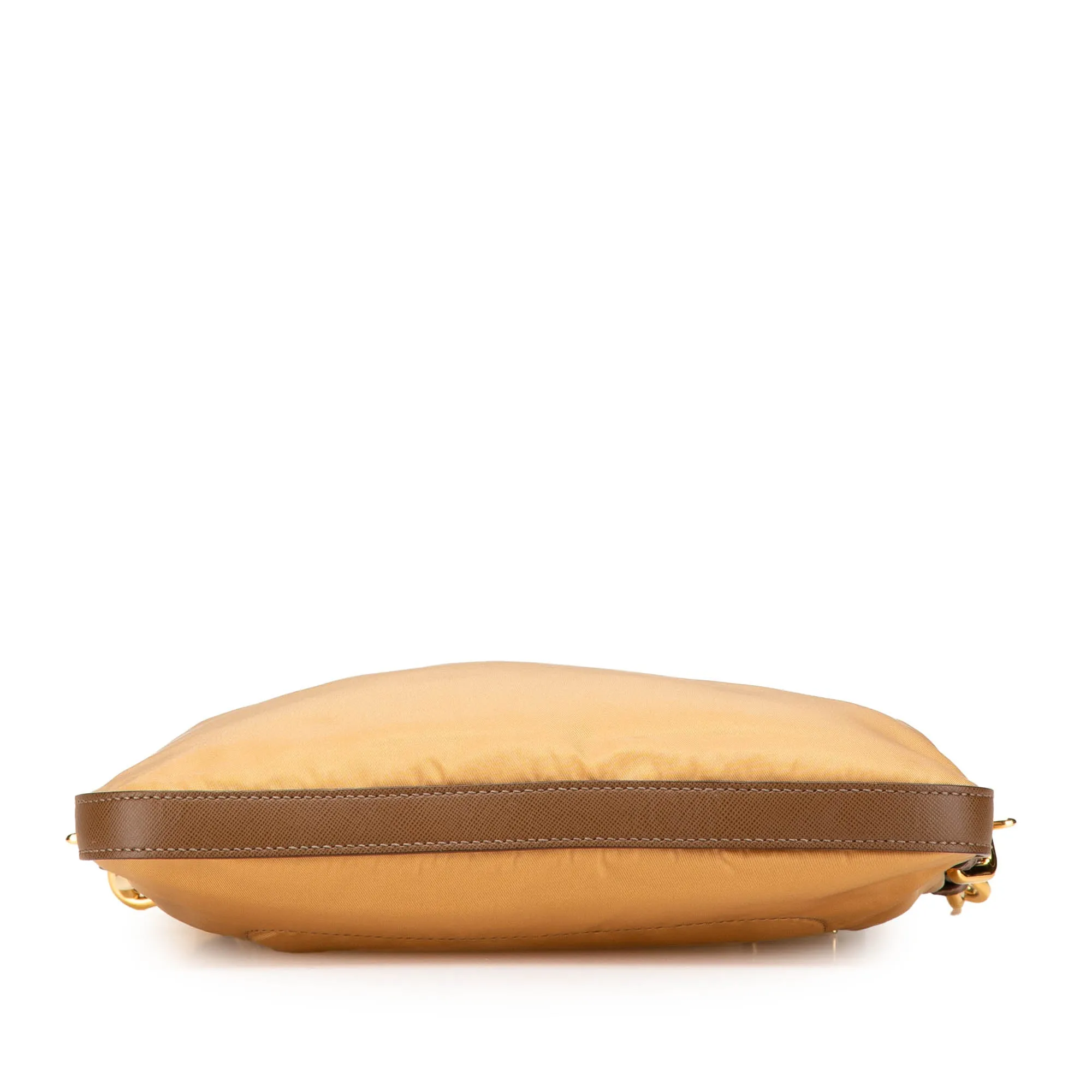 Prada Saffiano Trimmed Tessuto Zip Top Crossbody Brown