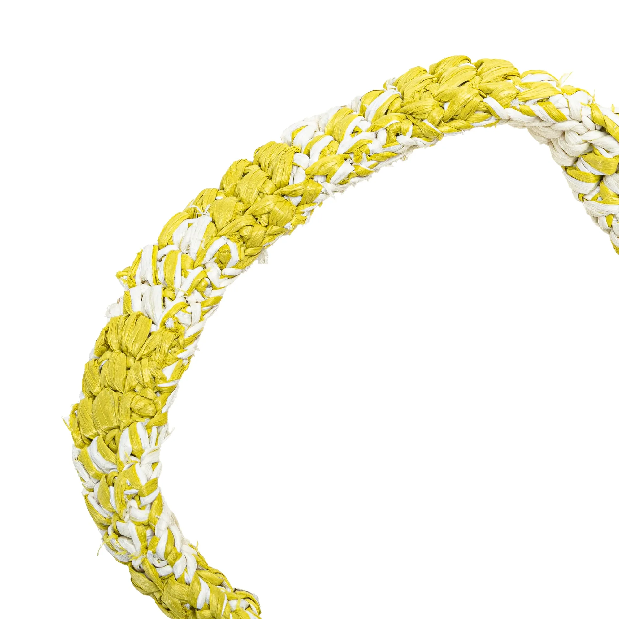 Prada Small Raffia Effect Crochet Embroidered Logo Tote Yellow