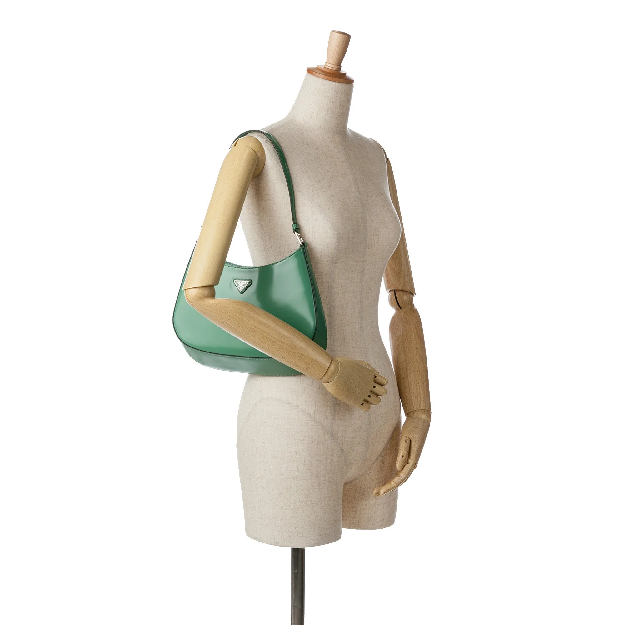 Prada Spazzolato Cleo Shoulder Bag Green