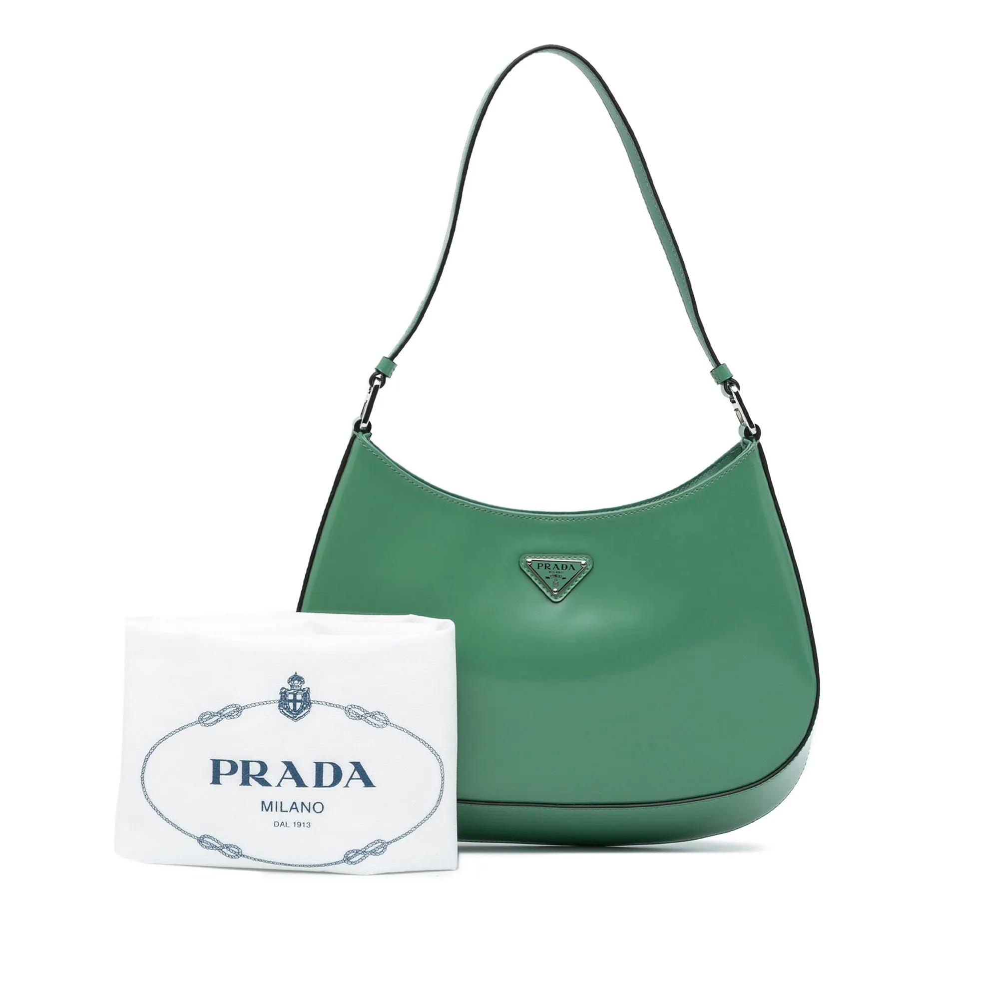Prada Spazzolato Cleo Shoulder Bag Green