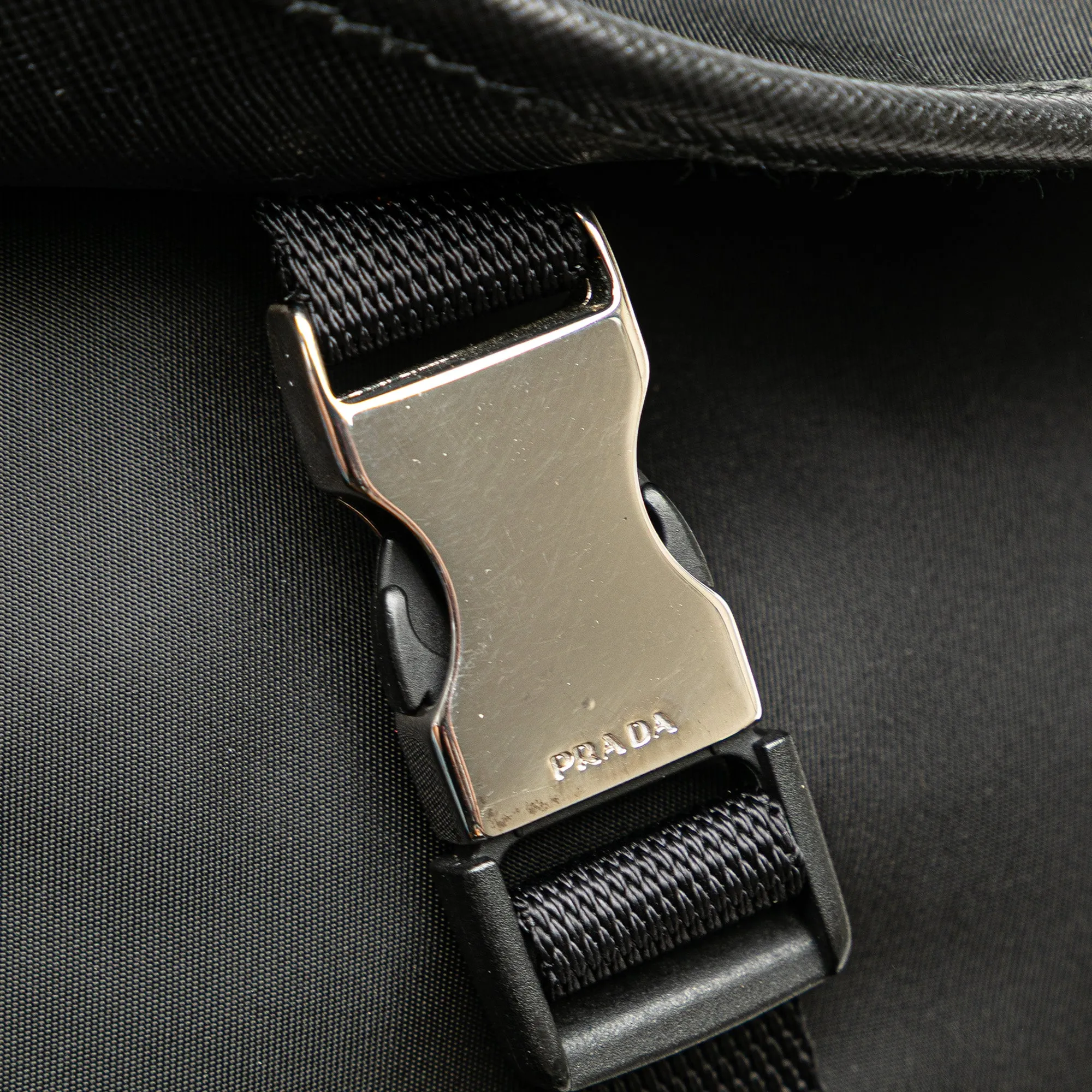 Prada Tessuto Buckle Messenger Bag Black