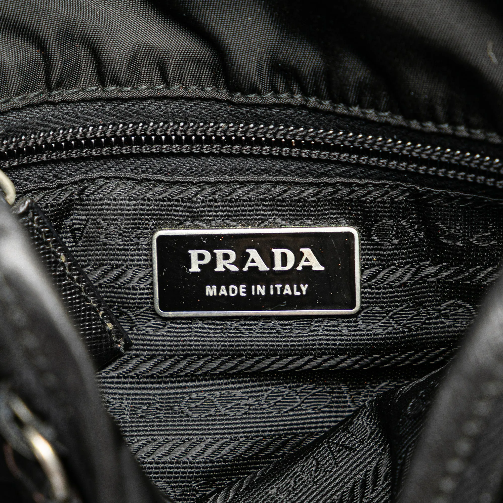 Prada Tessuto Buckle Messenger Bag Black
