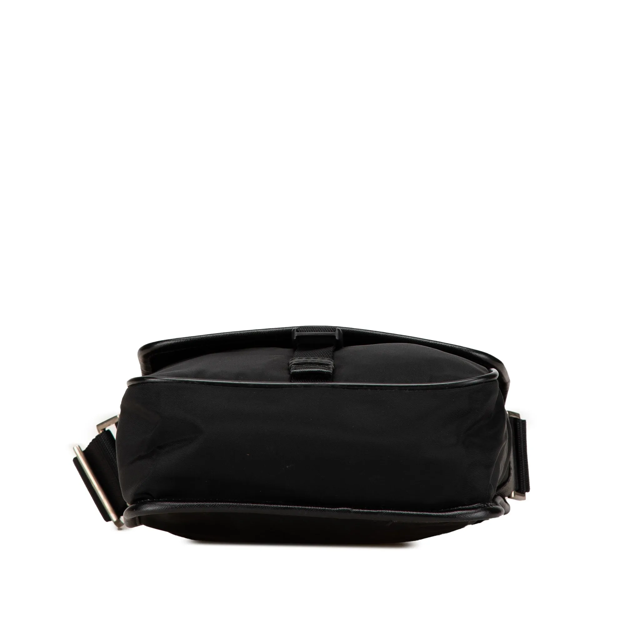 Prada Tessuto Buckle Messenger Bag Black