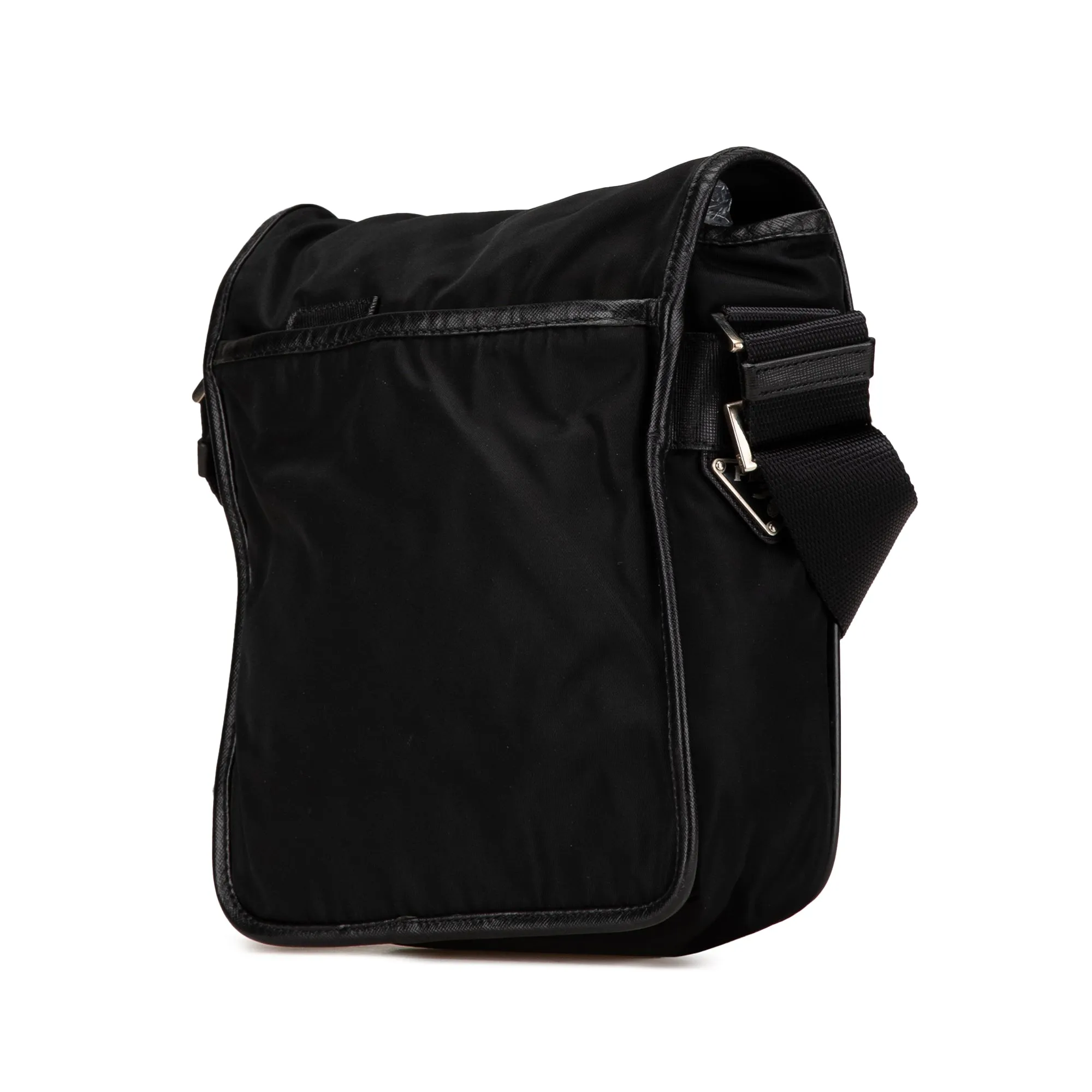 Prada Tessuto Buckle Messenger Bag Black