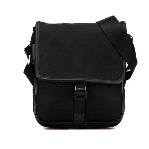Prada Tessuto Buckle Messenger Bag Black