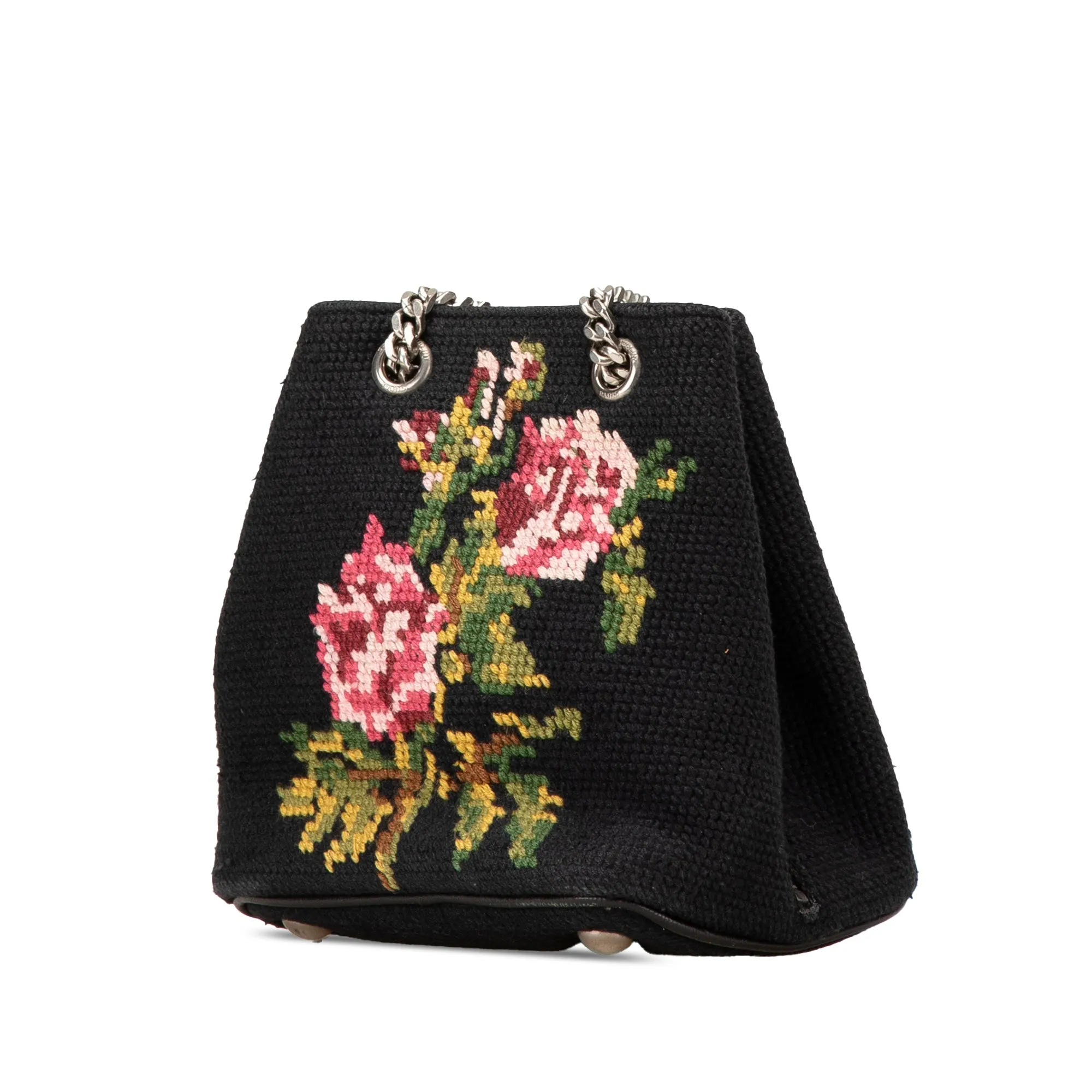 Saint Laurent Baby Embroidered Wool Emmanuelle Bucket Bag