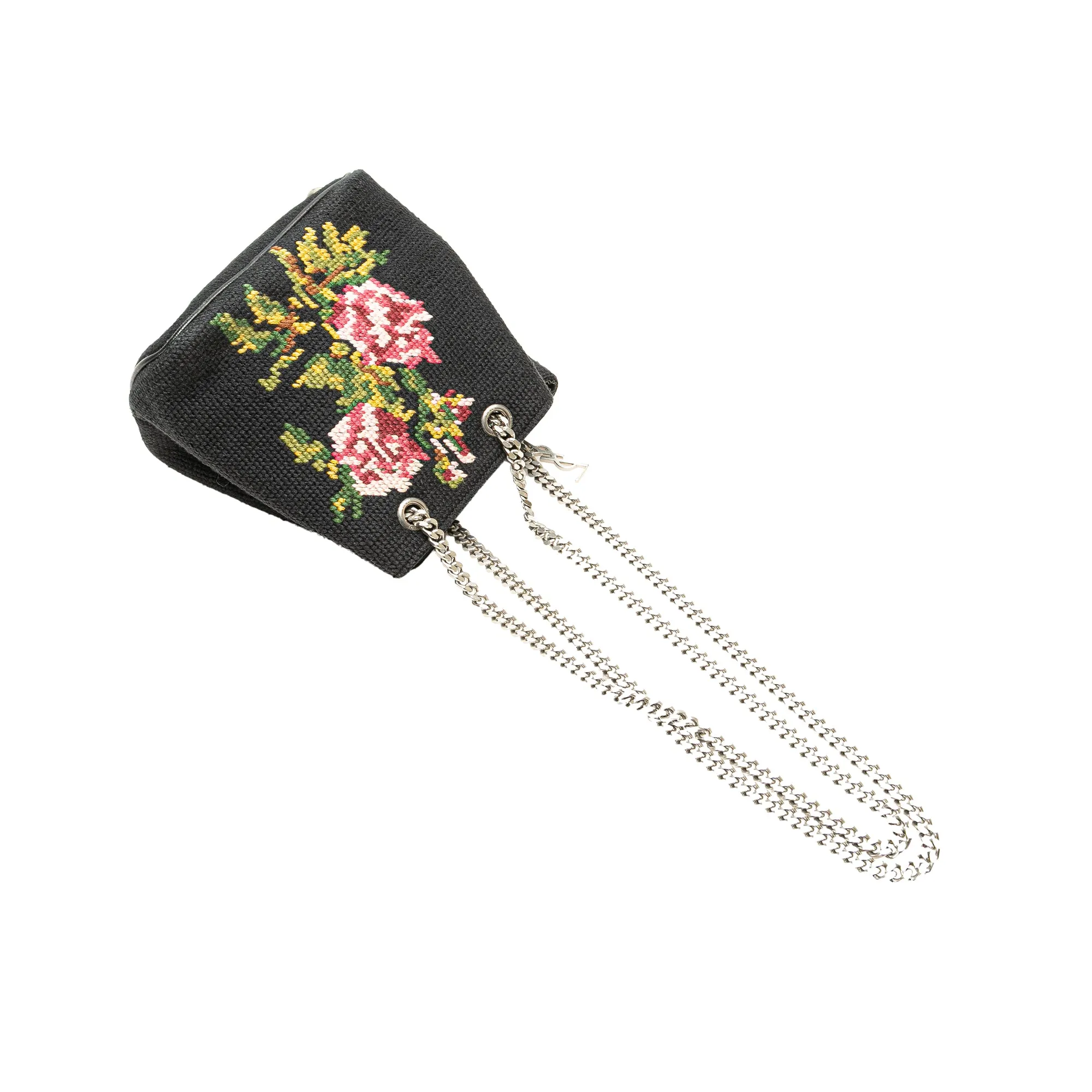 Saint Laurent Baby Embroidered Wool Emmanuelle Bucket Bag