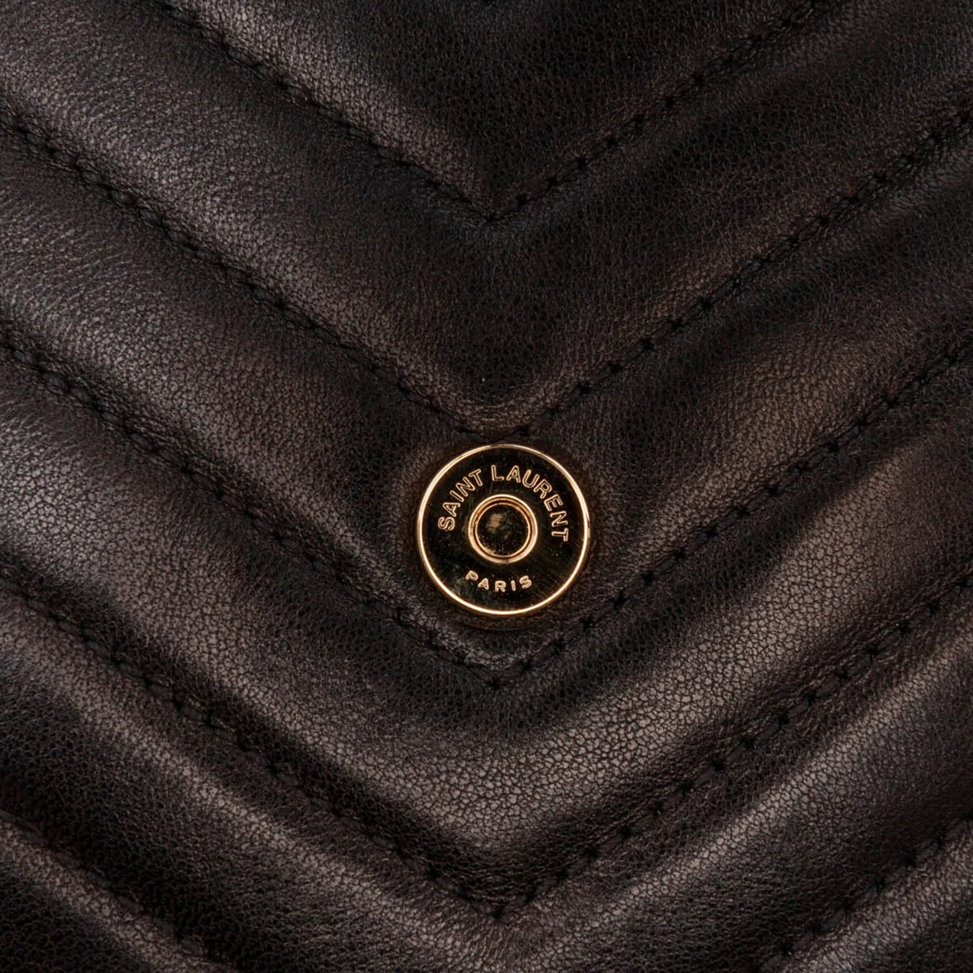 Saint Laurent Lambskin Chevron Monogram Double Flap Crossbody Black