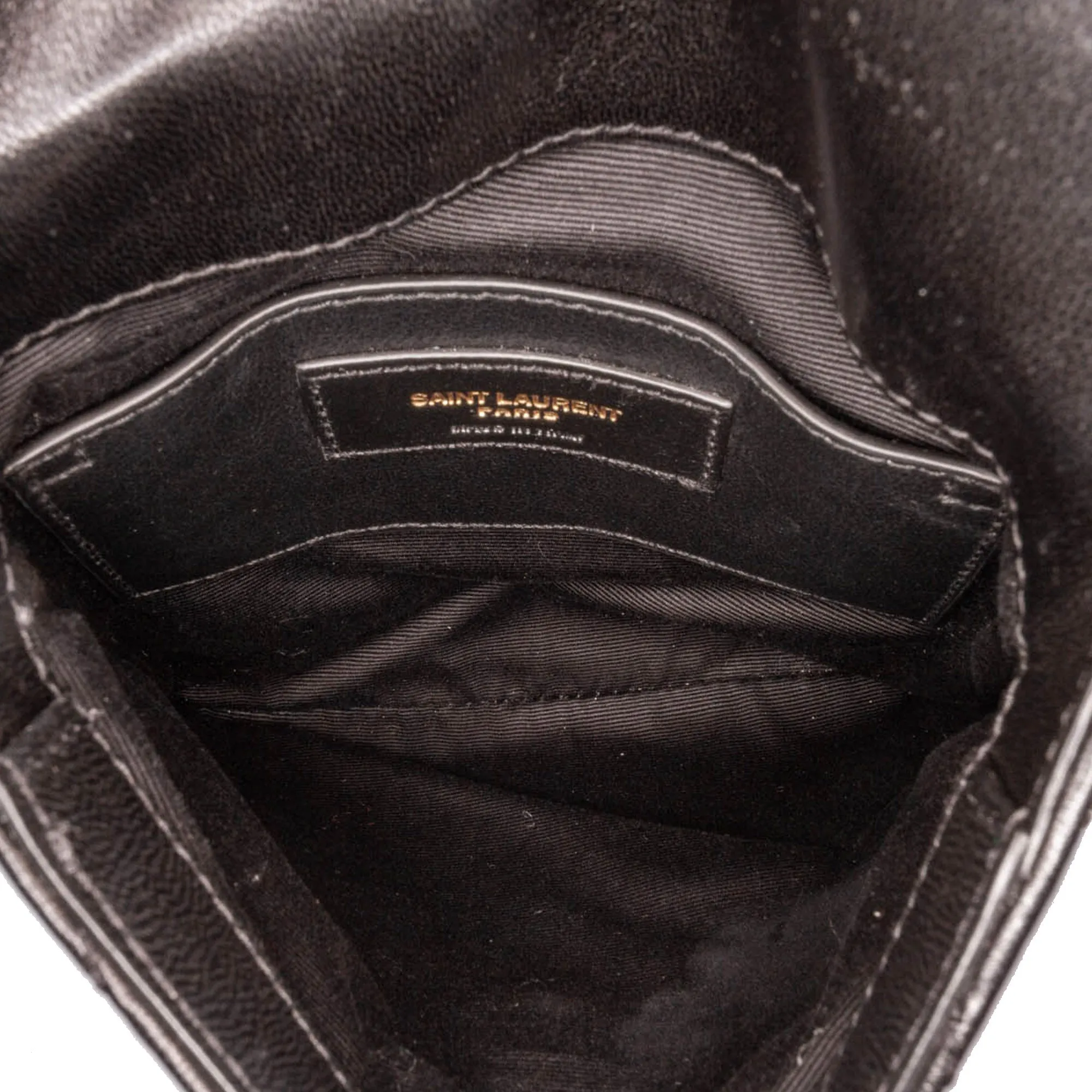 Saint Laurent Lambskin Chevron Monogram Double Flap Crossbody Black