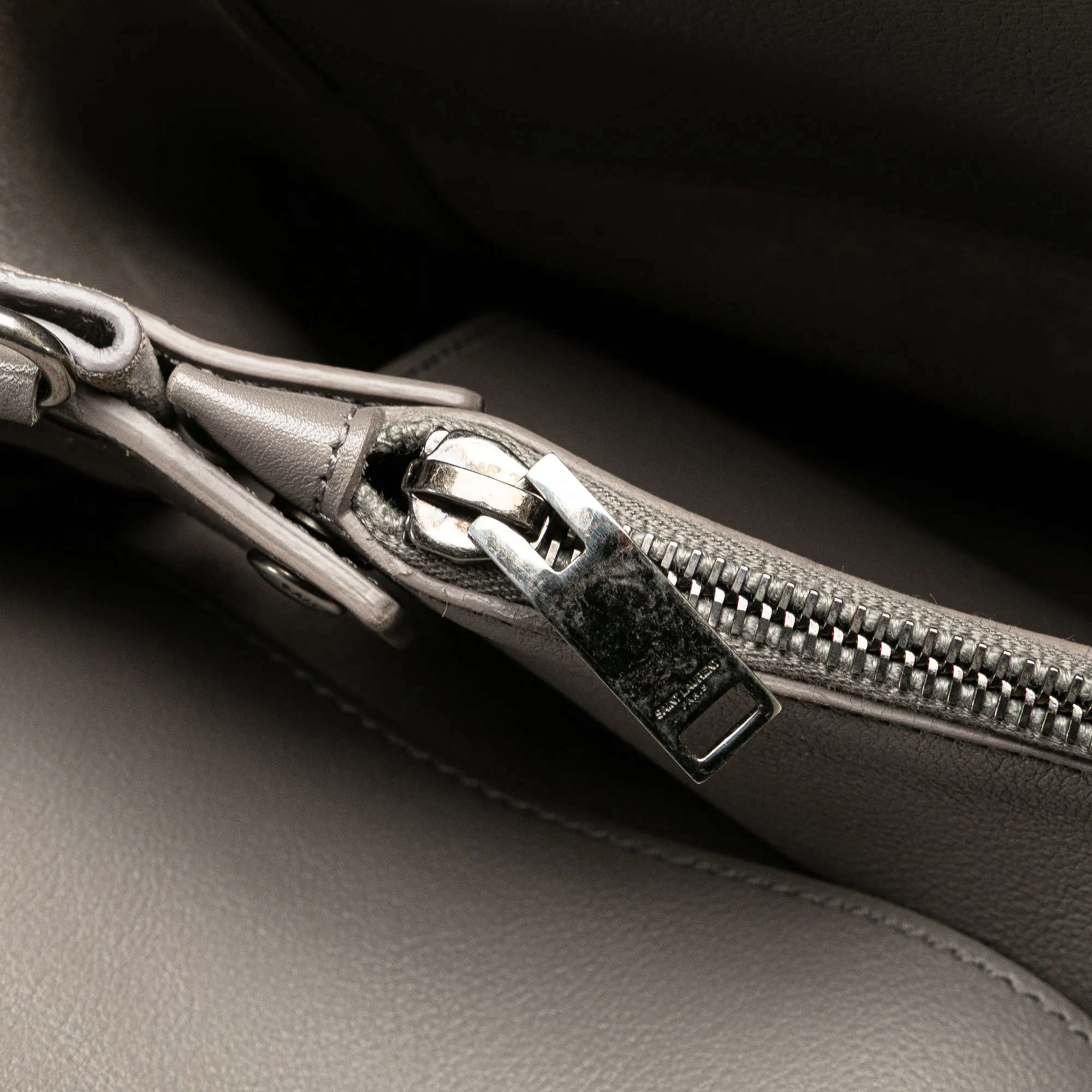 Saint Laurent Medium Calfskin Amber Tote Gray