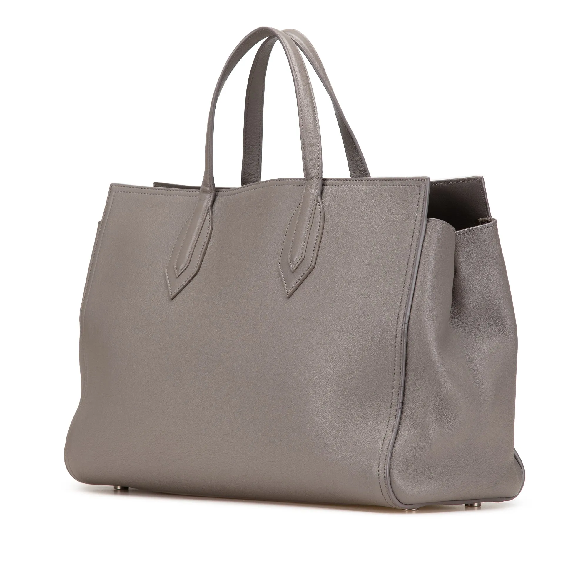 Saint Laurent Medium Calfskin Amber Tote Gray