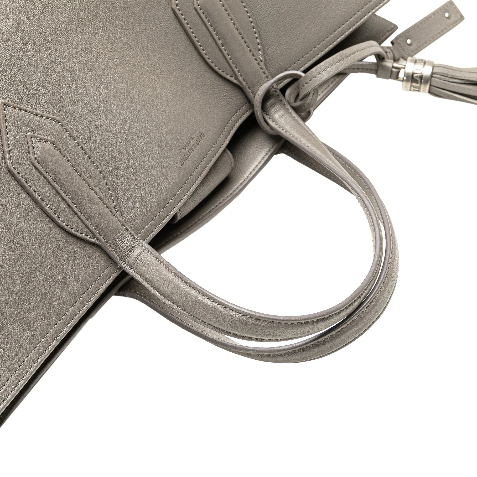 Saint Laurent Medium Calfskin Amber Tote Gray