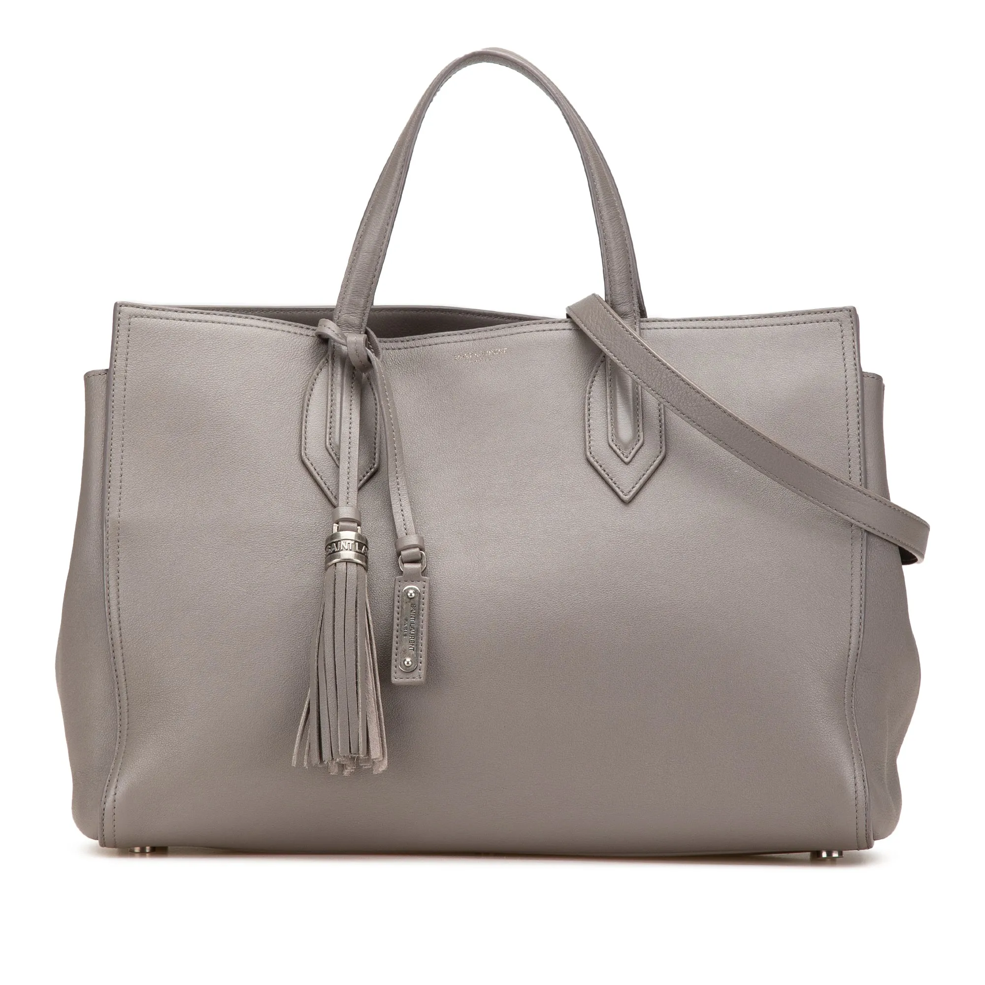 Saint Laurent Medium Calfskin Amber Tote Gray
