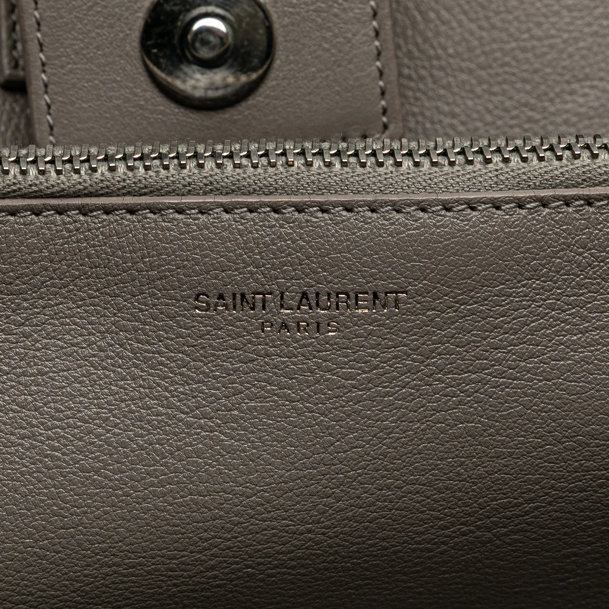Saint Laurent Medium Calfskin Amber Tote Gray