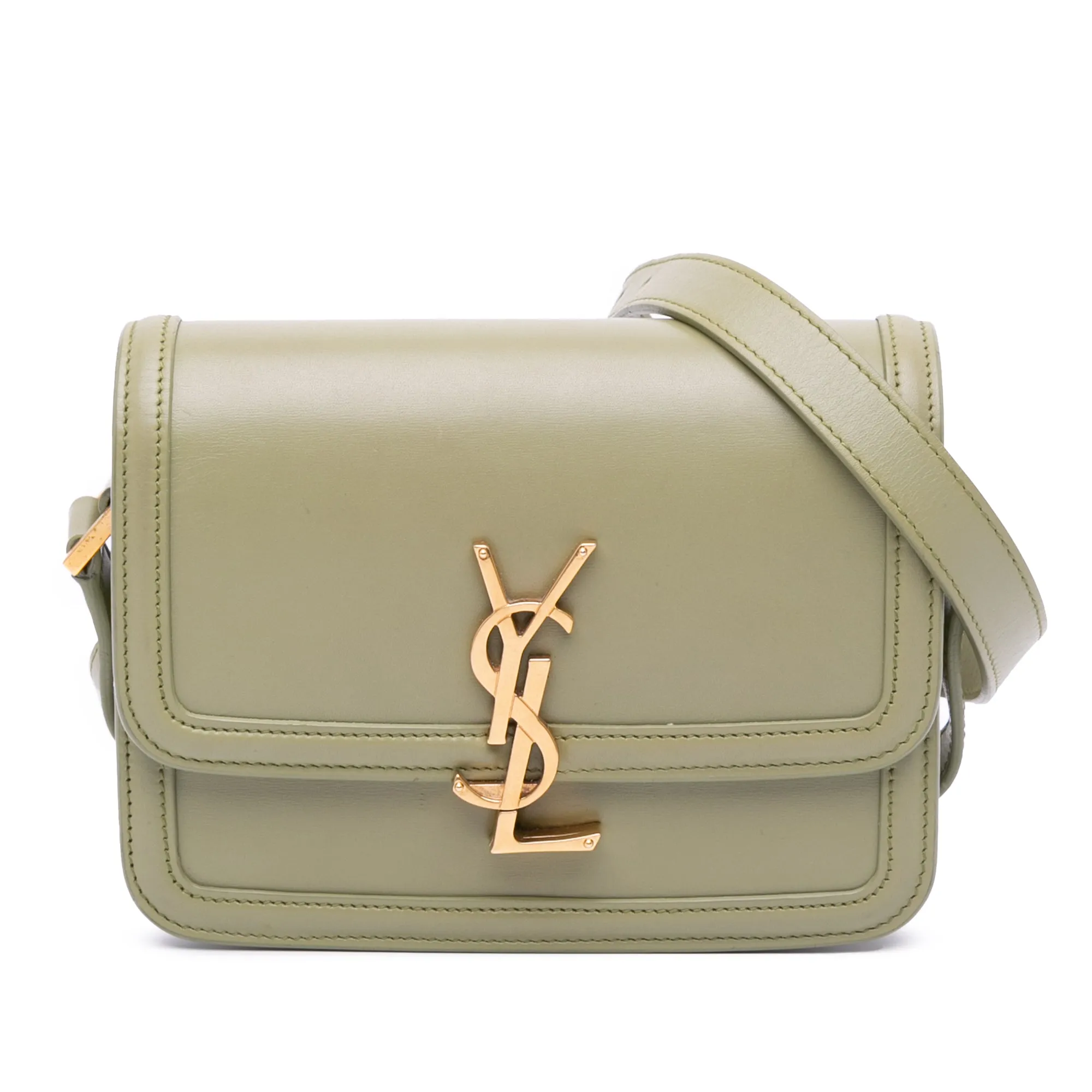 Saint Laurent Small Calfskin Solferino Satchel In Box Green