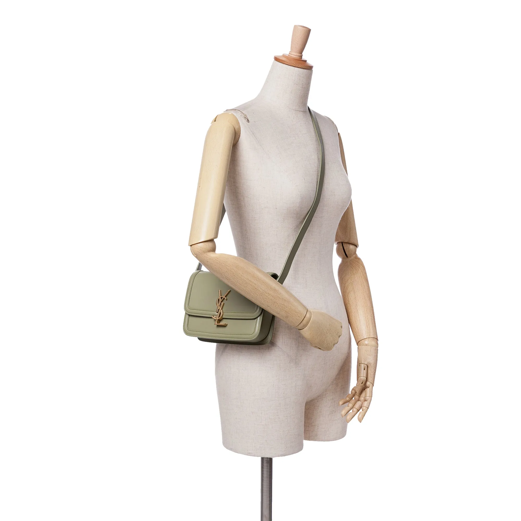Saint Laurent Small Calfskin Solferino Satchel In Box Green