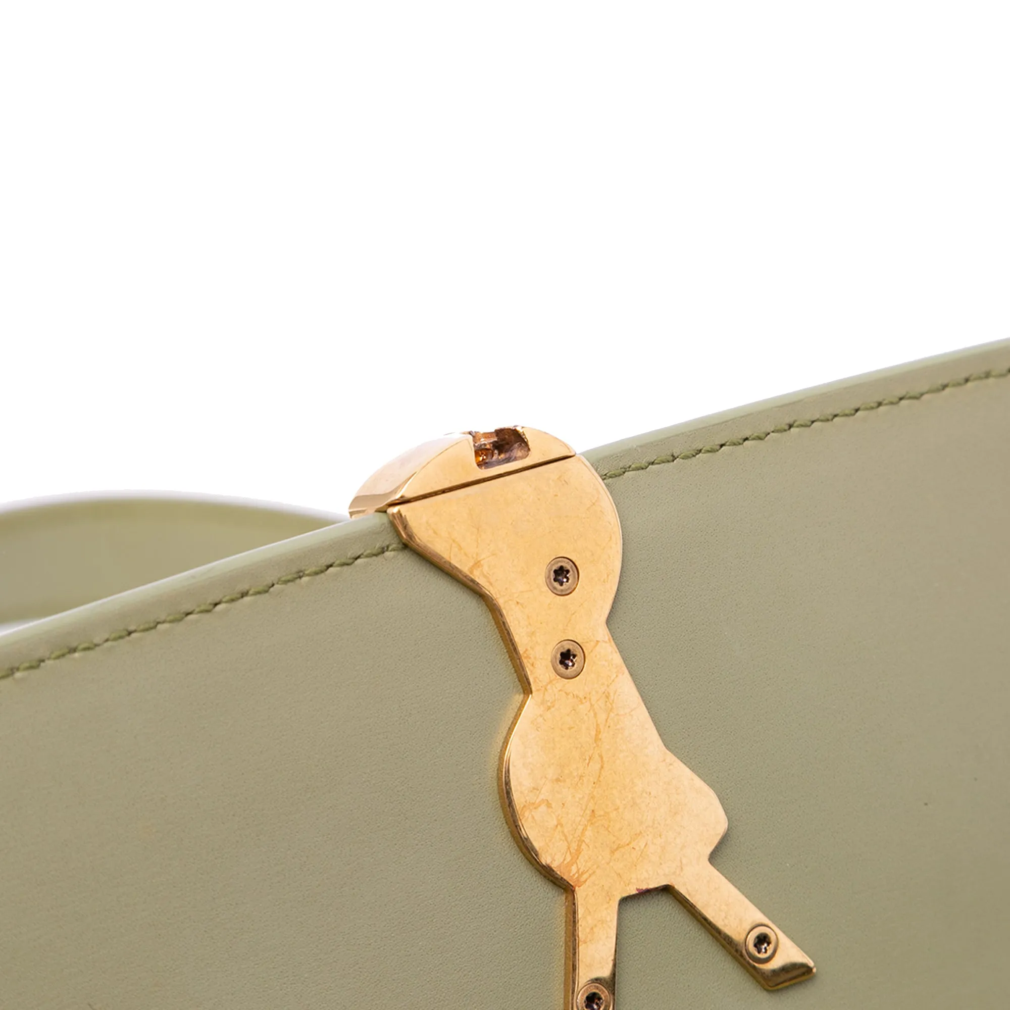 Saint Laurent Small Calfskin Solferino Satchel In Box Green