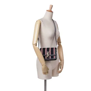Saint Laurent Small Canvas Striped Solferino Satchel In Box Black