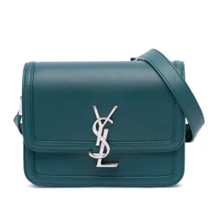Saint Laurent Small Leather Solferino Satchel In Box Blue
