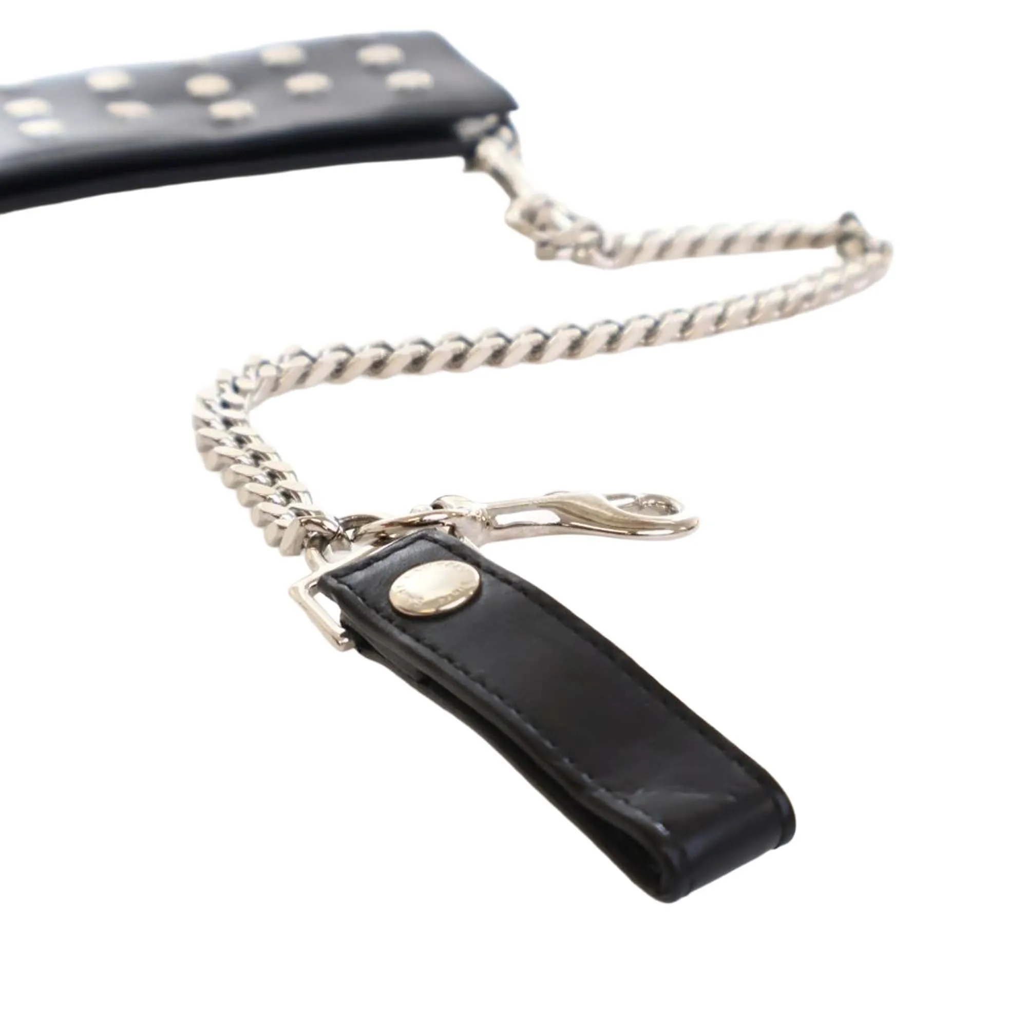 Saint Laurent Studded Calfskin Rider Chain Wallet Black