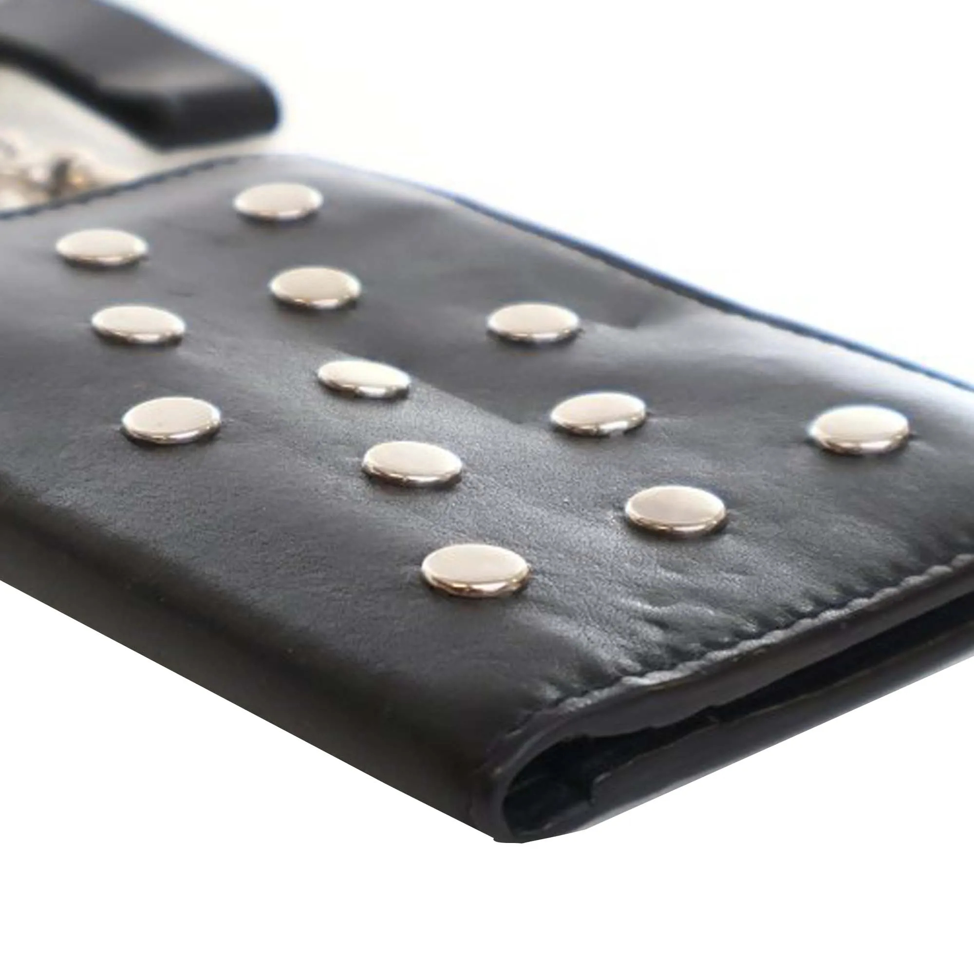 Saint Laurent Studded Calfskin Rider Chain Wallet Black