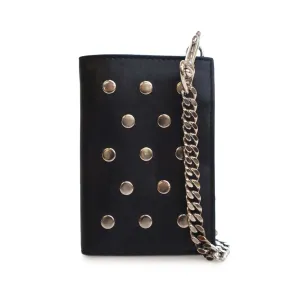 Saint Laurent Studded Calfskin Rider Chain Wallet Black