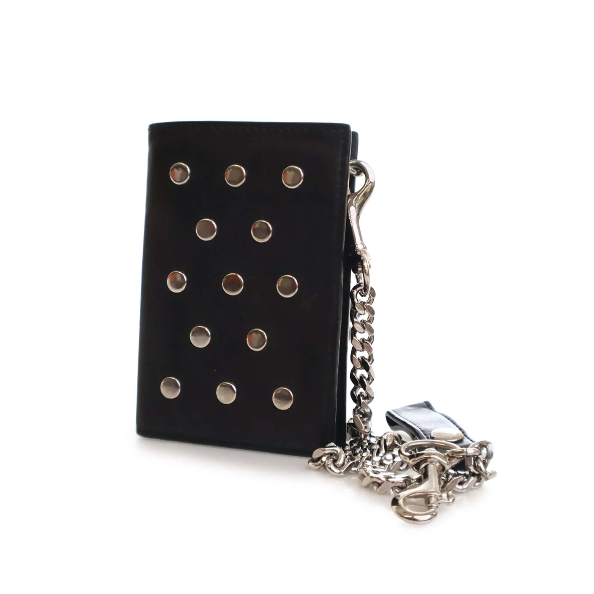Saint Laurent Studded Calfskin Rider Chain Wallet Black