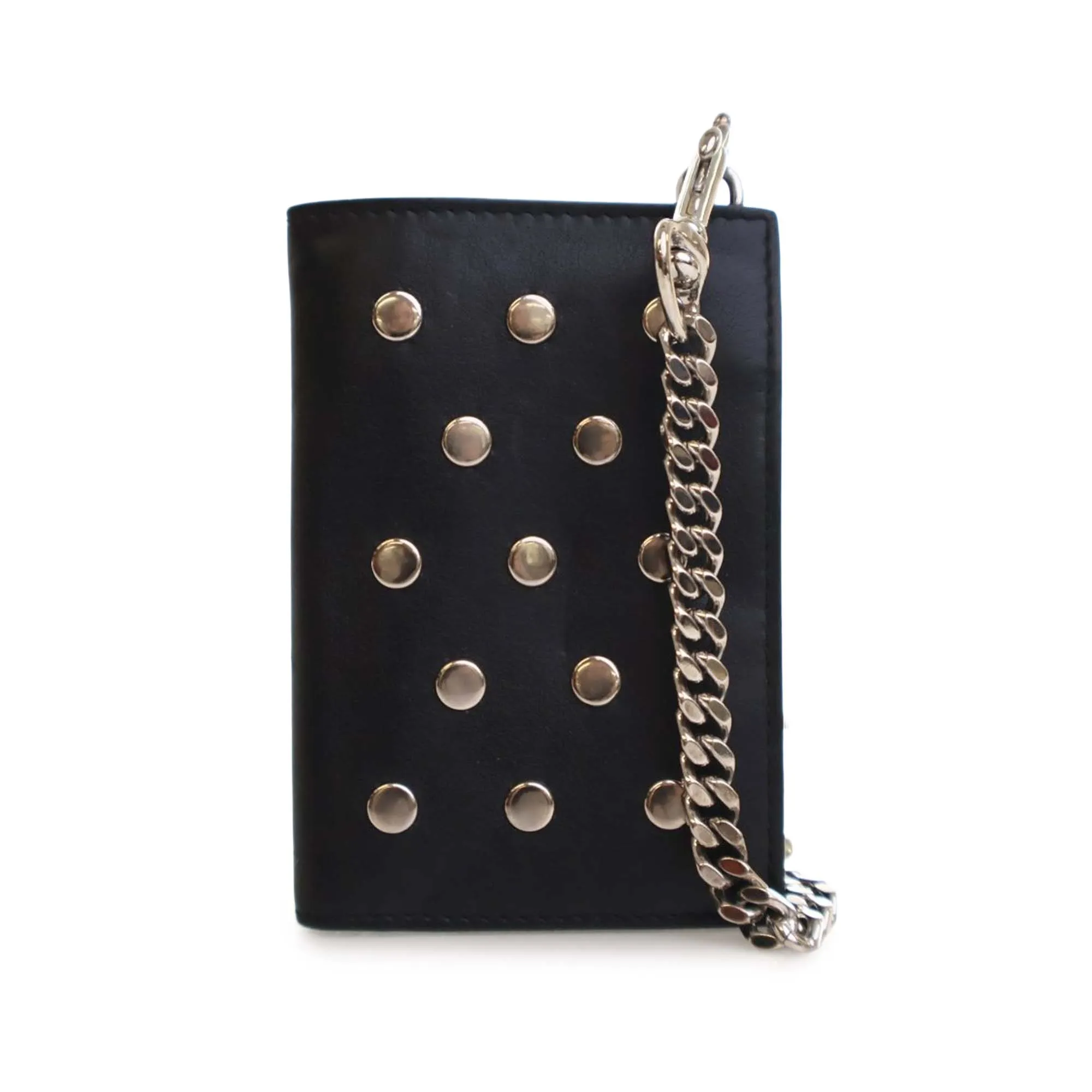 Saint Laurent Studded Calfskin Rider Chain Wallet Black