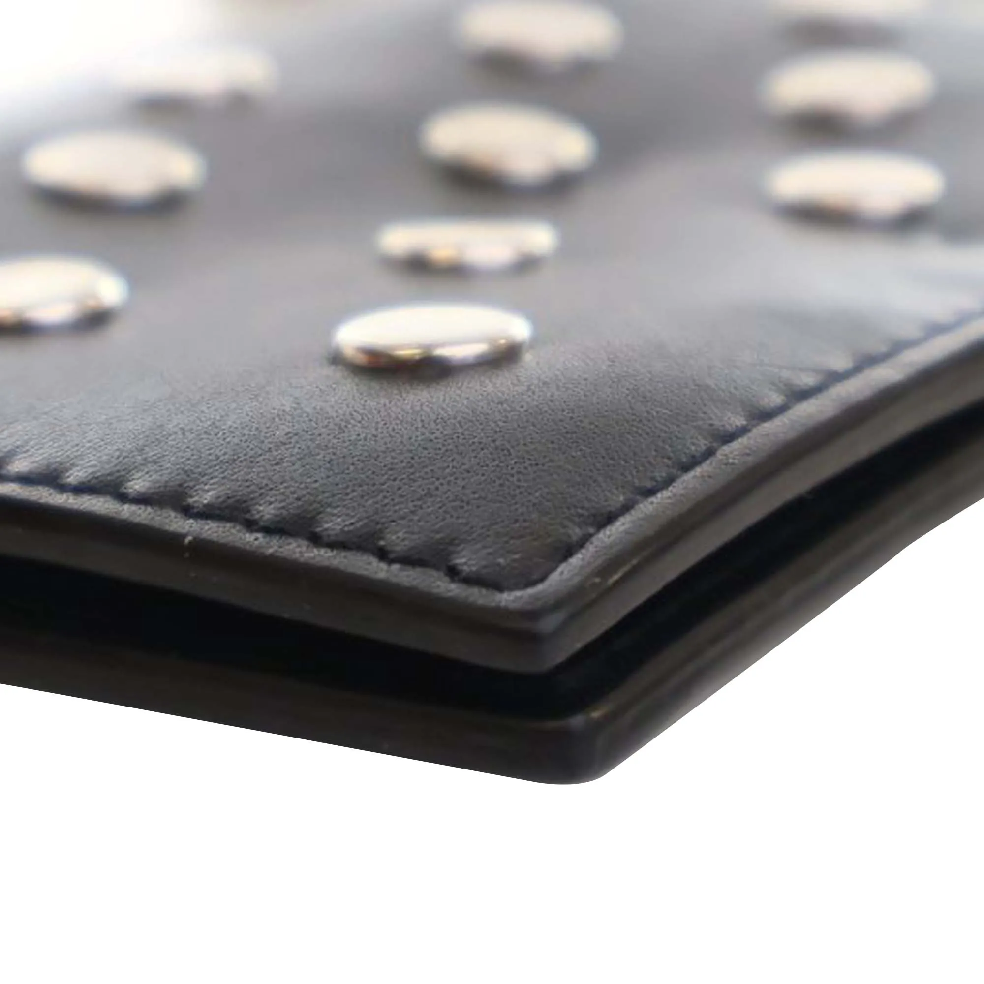 Saint Laurent Studded Calfskin Rider Chain Wallet Black