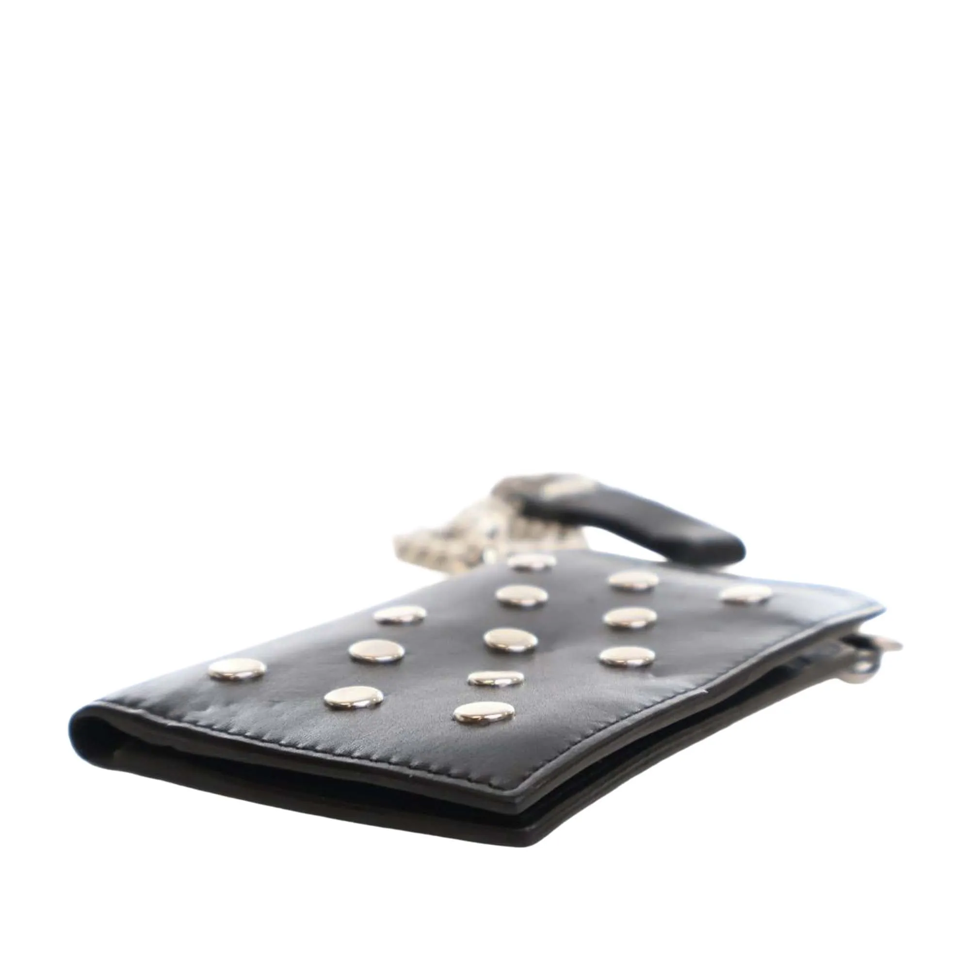 Saint Laurent Studded Calfskin Rider Chain Wallet Black