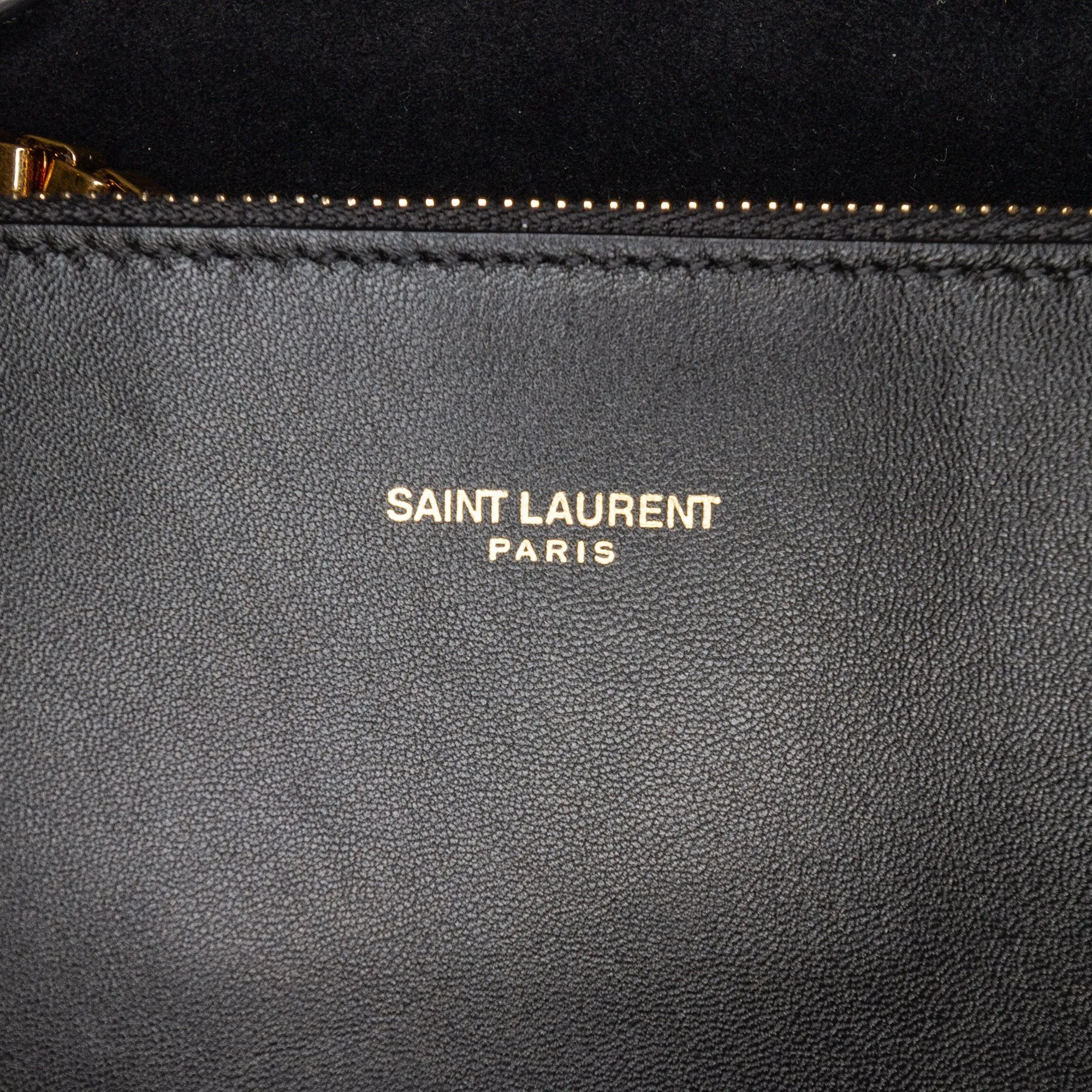 Saint Laurent Suede Suzanne Chain Shoulder Bag Black
