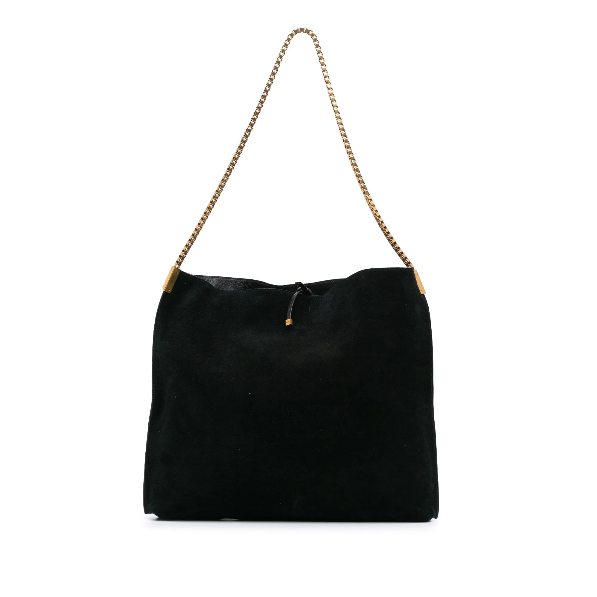 Saint Laurent Suede Suzanne Chain Shoulder Bag Black