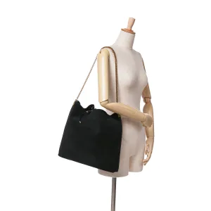 Saint Laurent Suede Suzanne Chain Shoulder Bag Black