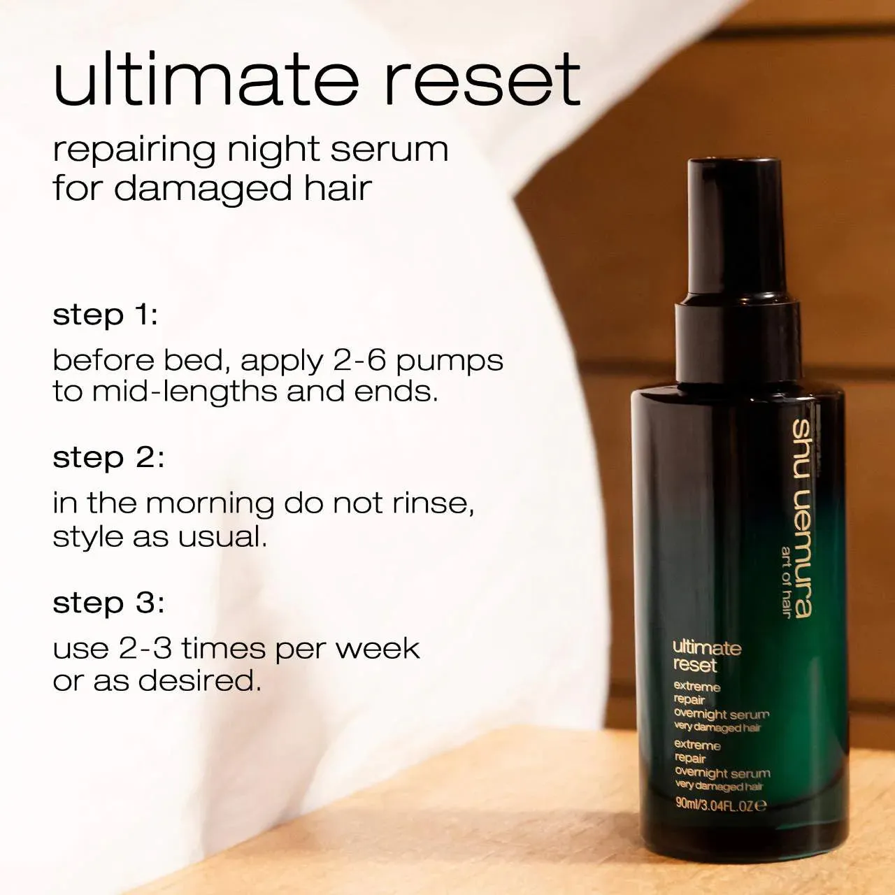 shu uemura  Ultimate Reset Repairing Night Serum for Damaged Hair 90ml NWOB