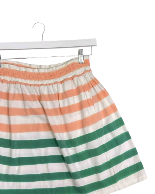 Size M | Cat's by Tsumori Chisato White Pink and Green Stripe Above Knee Skirt