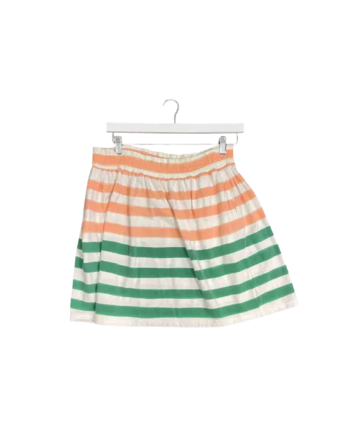 Size M | Cat's by Tsumori Chisato White Pink and Green Stripe Above Knee Skirt