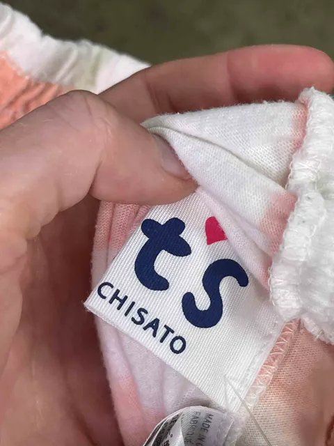 Size M | Cat's by Tsumori Chisato White Pink and Green Stripe Above Knee Skirt