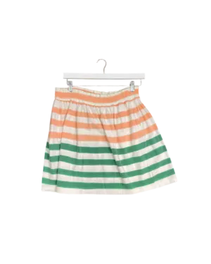 Size M | Cat's by Tsumori Chisato White Pink and Green Stripe Above Knee Skirt