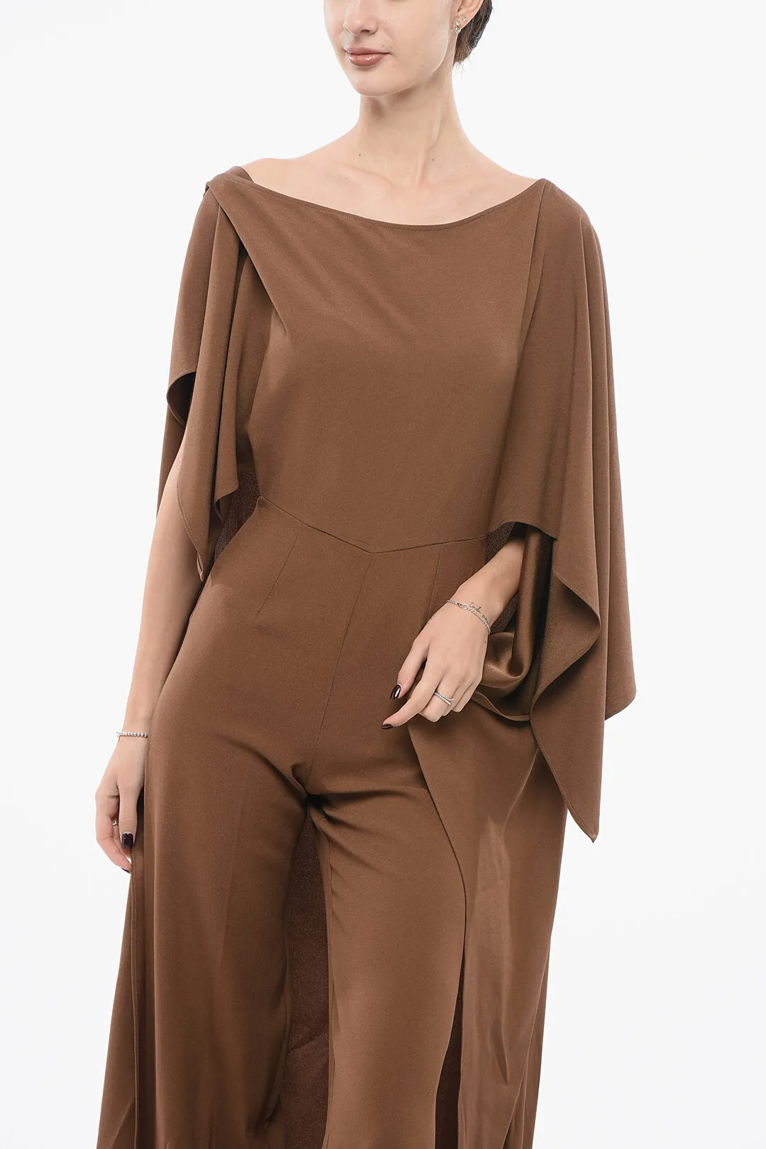 Taller Marmo Cape Jumpsuit With Draped Sleeves